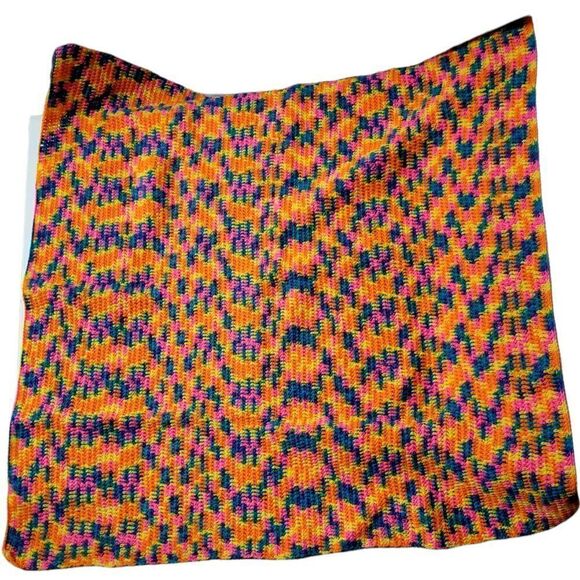 HANDCRAFTED Crochet Afghan Neon 46" X 46" Comfy Cozy Throw Blanket - Picture 1 of 4